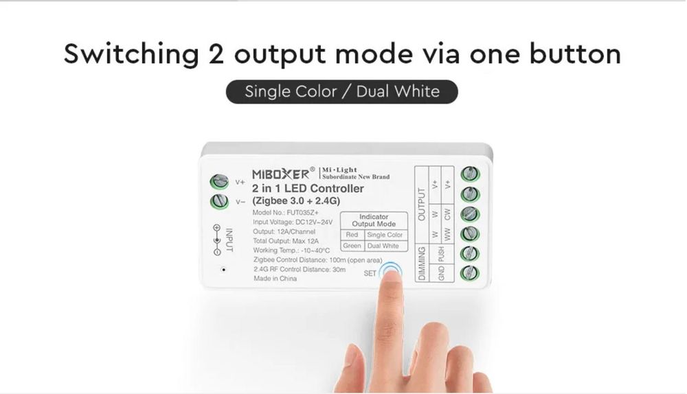 Controller banda LED Miboxer Zigbee 3.0, WiFi, 2.4G - FUT035Z+