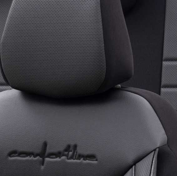 Луксозна тапицерия OTOM текстил с еко кожа COMFORT LINE Design – Черна с черен шев