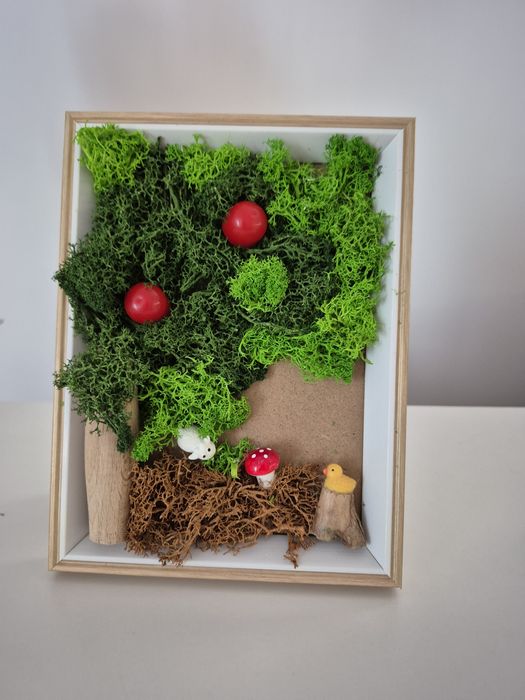 Tablou licheni naturali Viata la Țara 13 cm x 18 cm