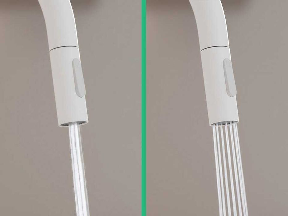 Черен смесител за кухня с изтегляща глава, 2 режима на струя - 9010