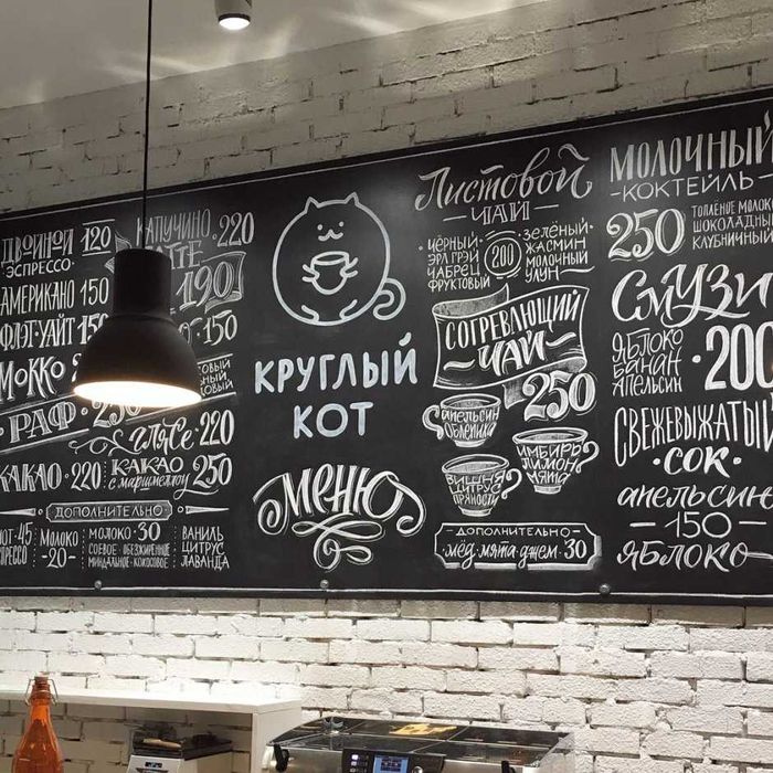 Меловая доска, штендер, Меню доска для кафе ресторан. На стену доски.