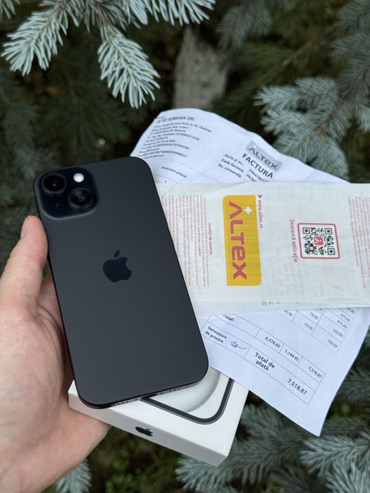 Iphone 15 Black, 128GB,  Garantie 2 ani + Casco 1 an, 100% Sanatate baterie