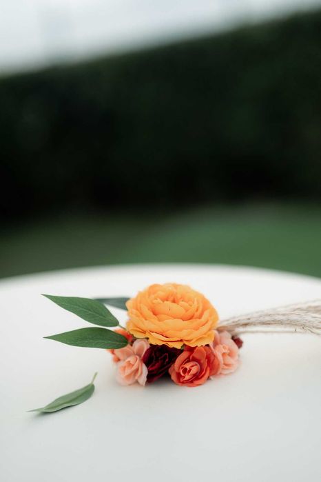 Украса за сватба - пампаска трева - тъмно зелено и оранжево