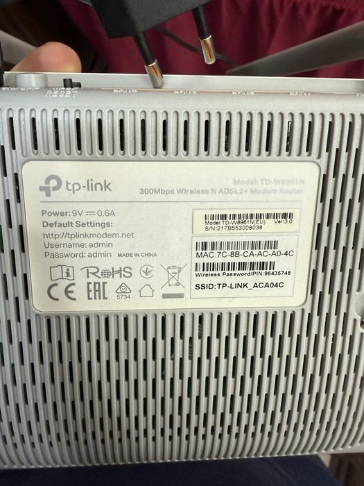 Wi-fi роутер tp-link W8961N модем