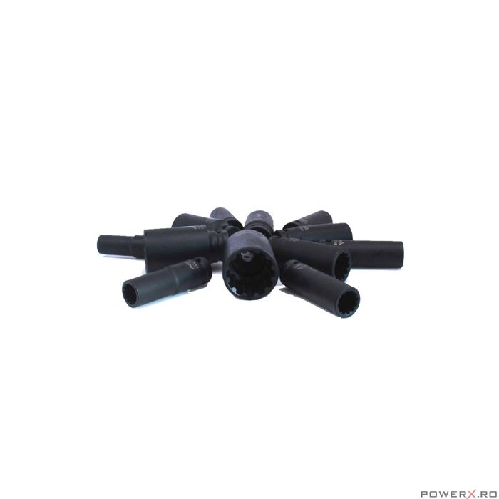 Set tubulare impact in 12 colturi, 10 - 32 mm, 14 piese, 1/2", Asta