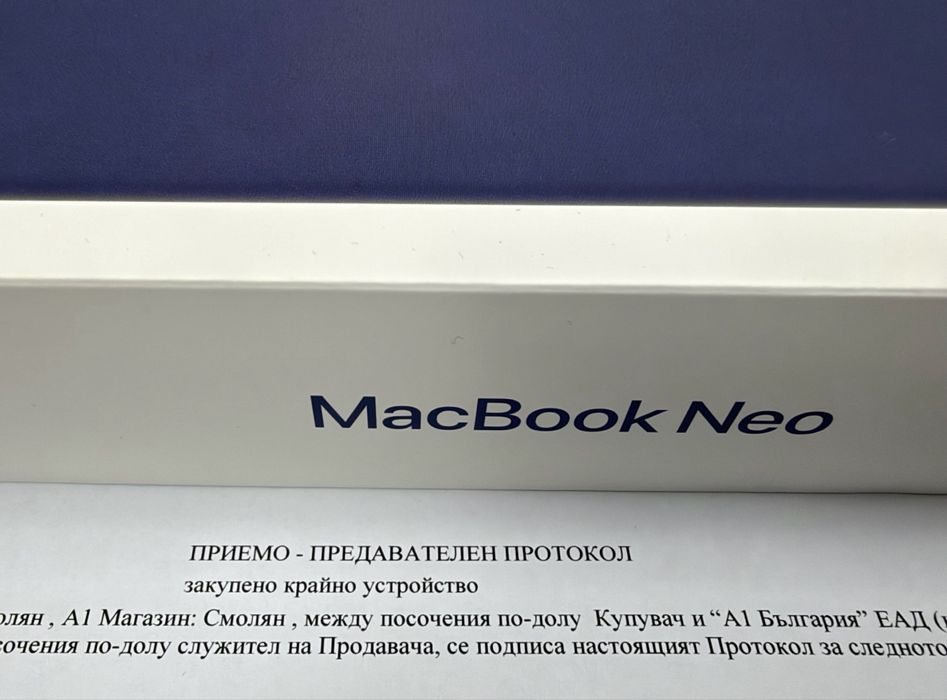 ЗАПЕЧАТАН 256GB MacBook Neo 13' 8GB A1 Гаранция до 2028 г. Indigo