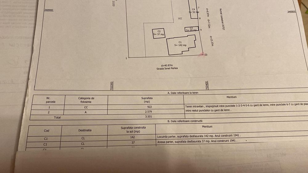 Teren cu casa bătrânească Ograda deschidere 40 m, 3500 mp