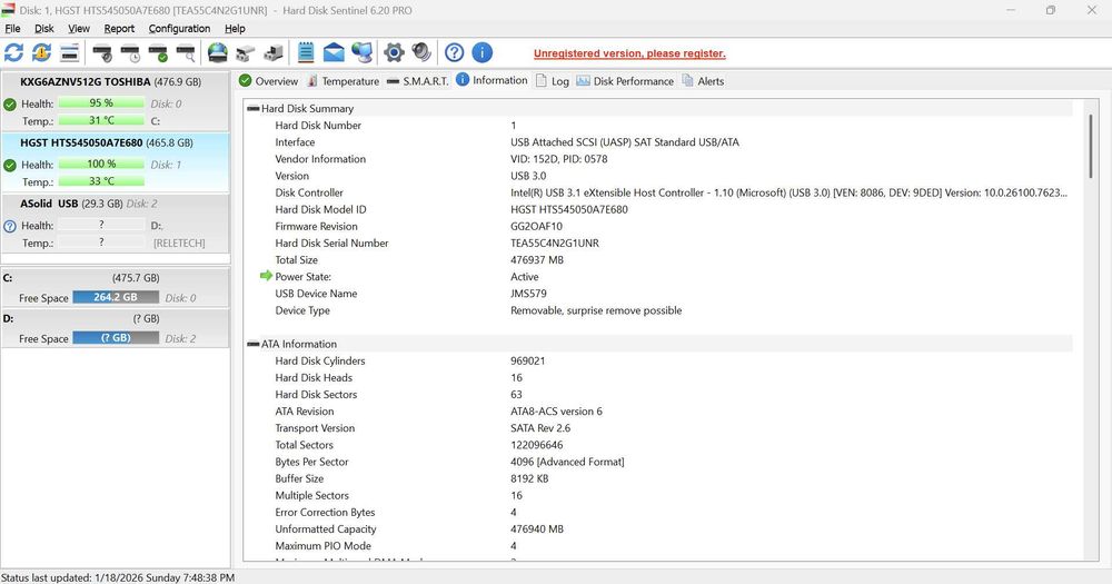 HDD Laptop 2.5inch 500GB HGST si Seagate