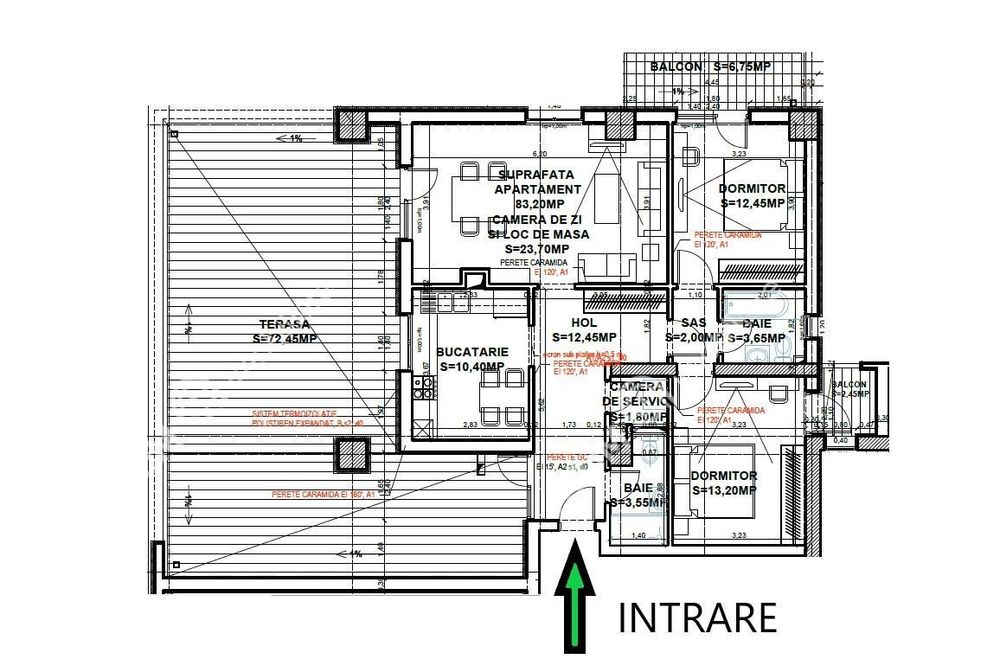 Penthouse cu 3 camere 2 bai si 2 terase zona Calea Surii Mici din Sibi
