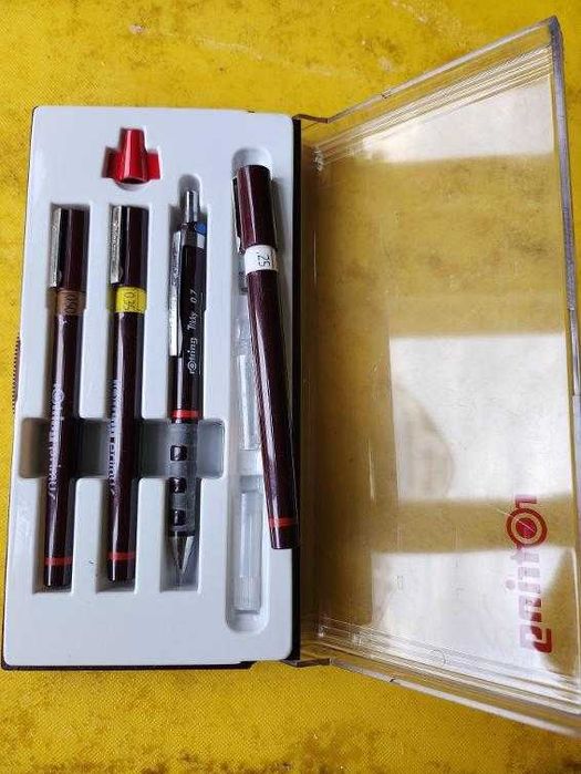 рапидографи немски Rotring mod.Micronorm 0,25/0,35/0,50/0,60(+1,4)мм,работещи+туш и по-малък комплект