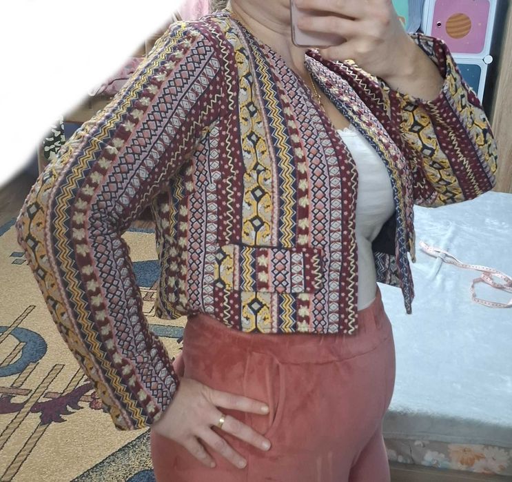 Jacheta scurta, multicolora, de toamna, Warehouse marime XL-42-14