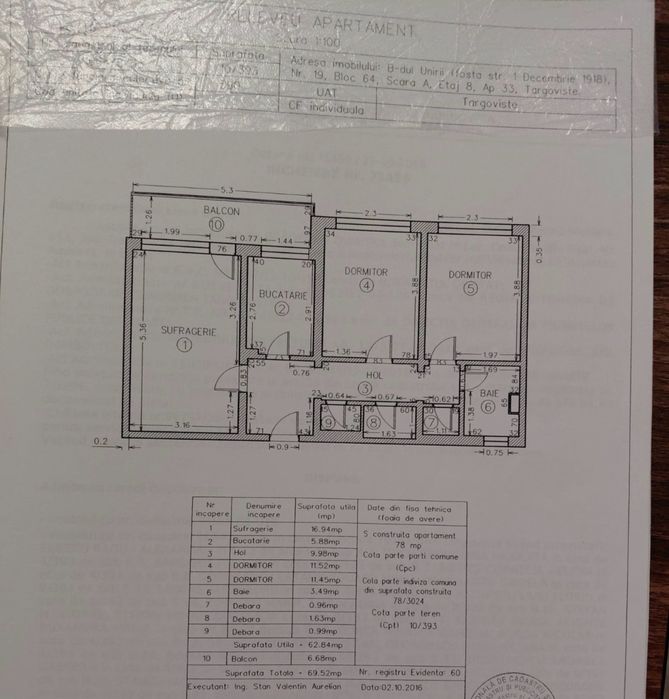 Vând apartament 3 camere(78mp), Bulevardul Unirii, Micro 6, Târgoviște