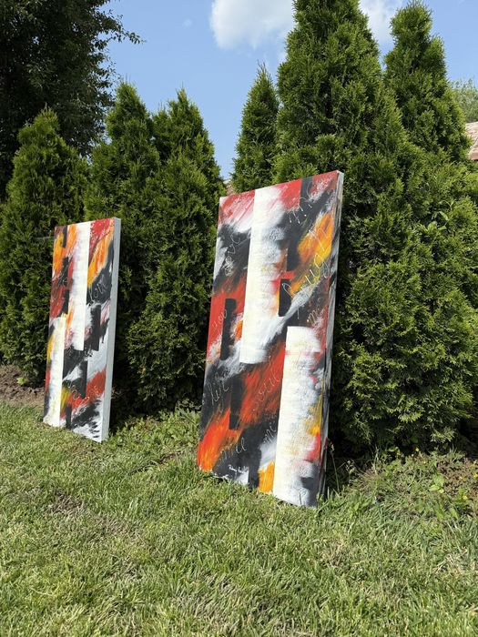 Set 2 tablouri pictate manual – energie pozitivă & design unic