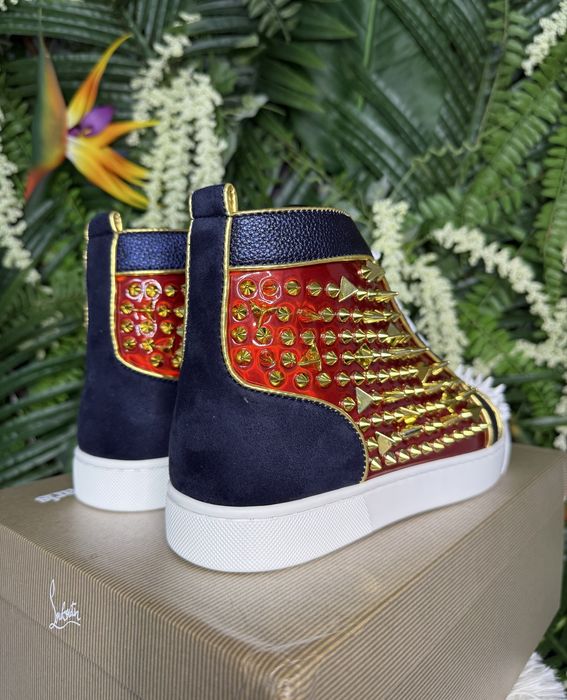 Christian Louboutin High White Red Spikes