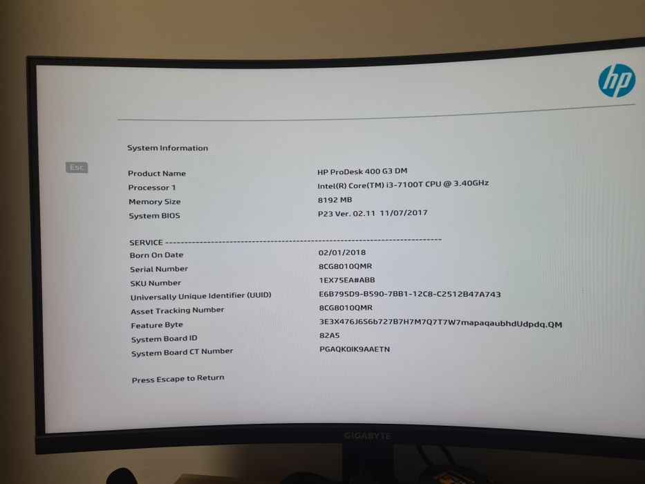 HP ProDesk 400 G3 Mini PC | i3-7100T | 8GB RAM | SSD 512GB
