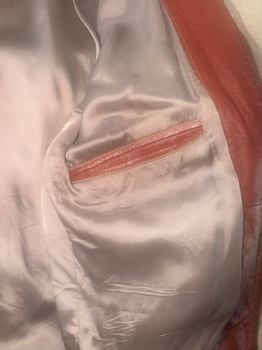 Geacă biker piele roșie/cărămizie mărimea 50, M, stare ca noua