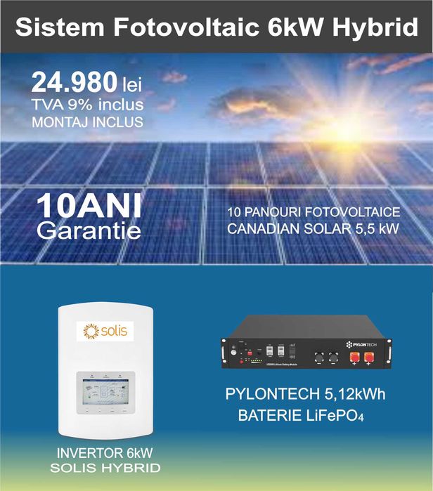 Sistem fotovoltaic 6kW HYBRID