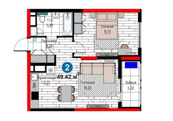 ЖК у Озера! Просторная 2-комн квартира с ремонтом