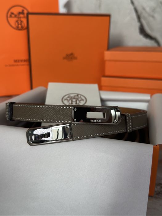 Колан Hermes Kelly сив от естествена кожа, Колан epsom, Колан Hermes Kelly, Колан Hermes Kelly от естествена кожа