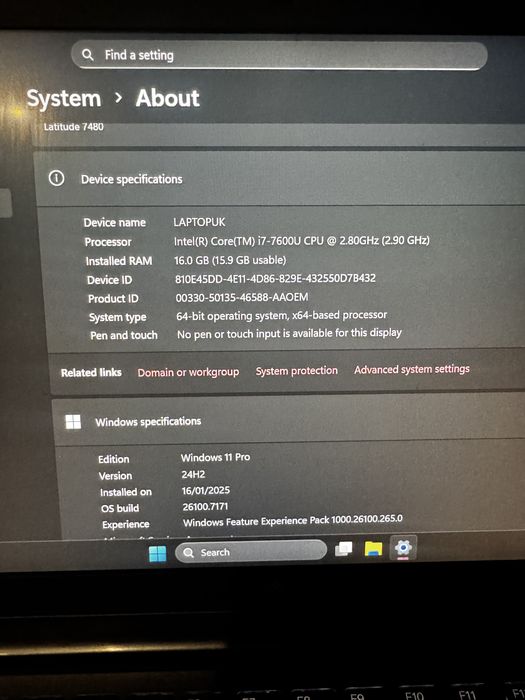 Dell latitude 7480 16gb i7 2.8GHz