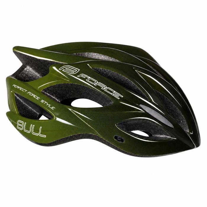 Велосипедна каска FORCE BULL HUE, In-Mold, S/M 56–58 см, Черно-зелена, CE Сертификат