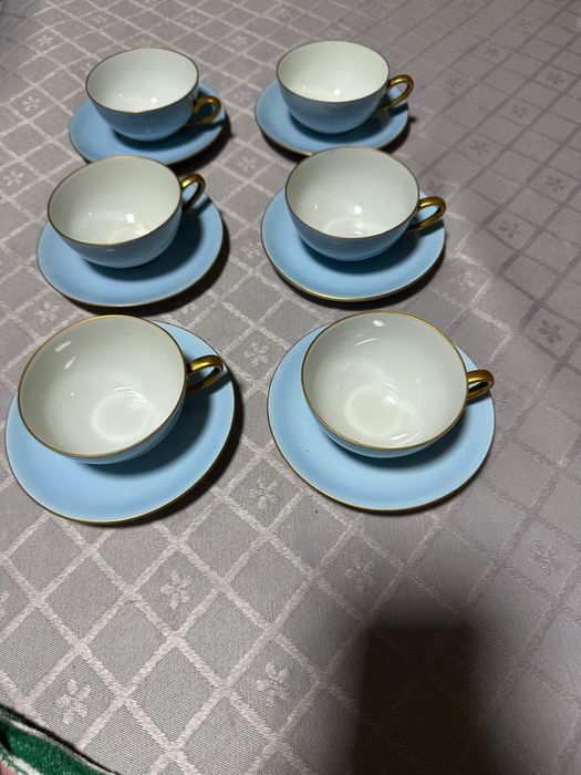 Set 6 cesti din portelan bavarez emailat si aurit.