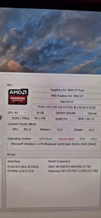 PC Gaming intel i9 32gb Ram  capacitate 6.5TB AMD Radeon RX7800 XT