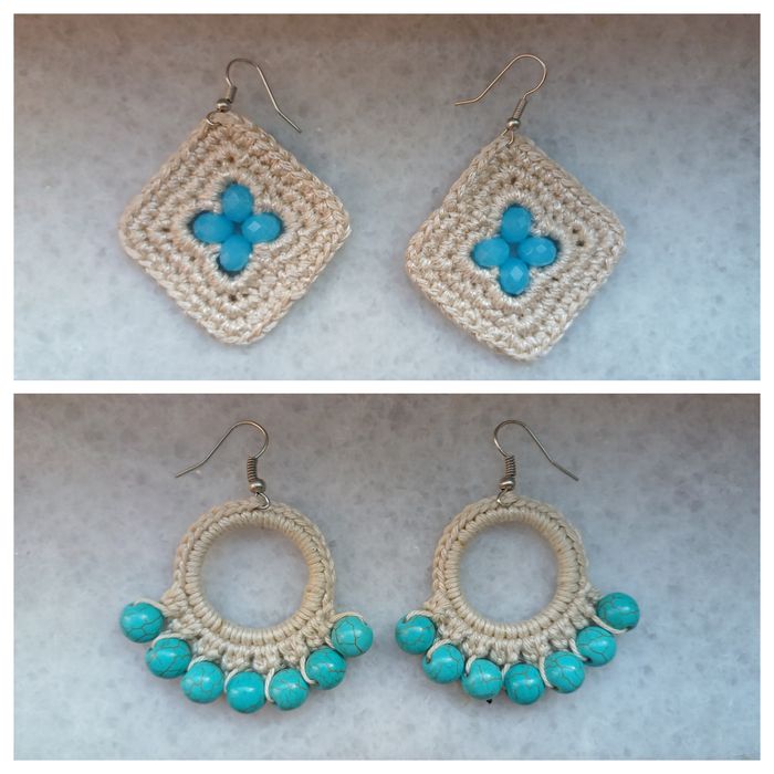 Плетени обеци,  колие пауново перо