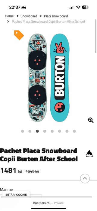 Snowboard Burton Copii 80 cm si Booti 24