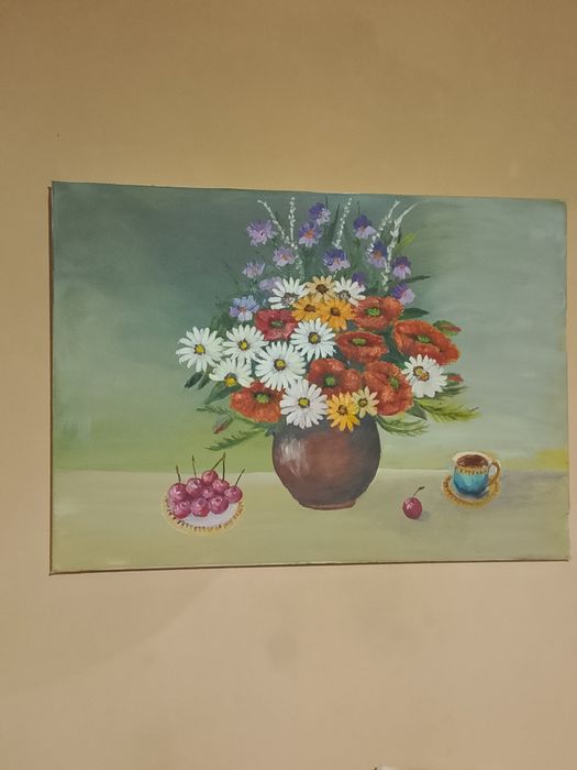 Картина с цветя  нарисувана с маслени бои