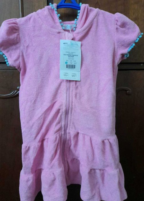 Новый Халат Махровый Турция Розовый на девочку 4-6лет.Фирма "PENTI"