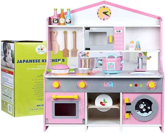 Деревянная кухня с игрушкой для стиральной машины,