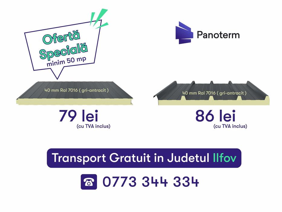 Panouri Sandwich - Transport GRATUIT pentru minim 50 mp - Chiajna