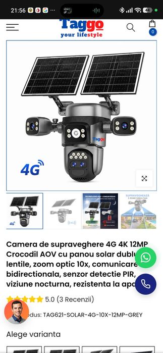 Camera supraveghere NOUA 4g zoom optic panou dublu