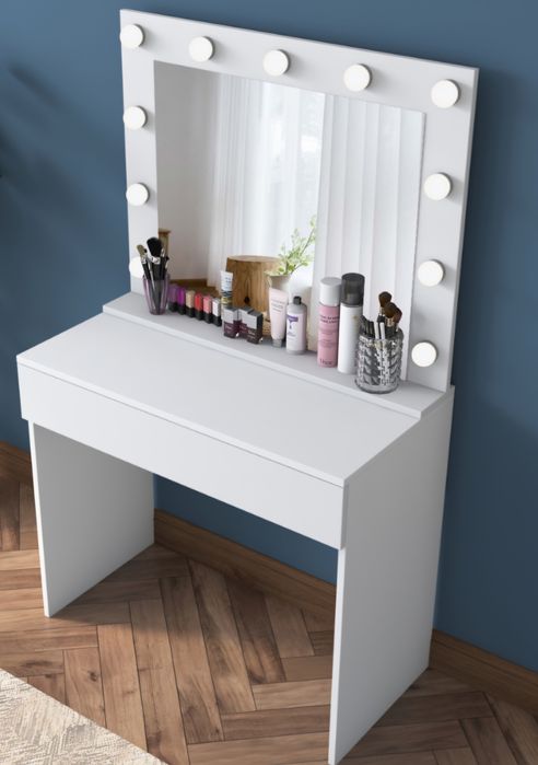 Masa de toaleta machiaj cu sertar si oglinda cu Led uri