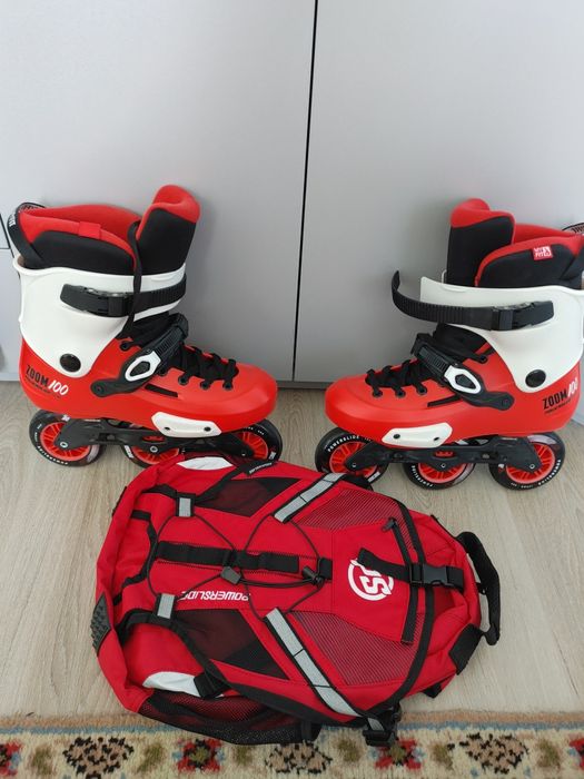 Role Powerslide Zoom 100 mãrime 43-44 + rucsac Powerslide