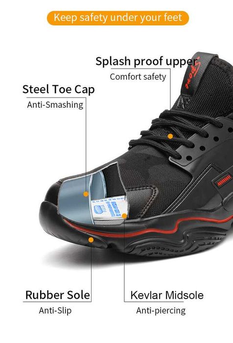 Защитни Работни Обувки Veiras Safety, S1P, Черно / Червено