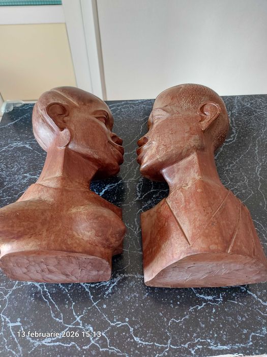 Set statuete ,, el si ea ,,din lemn de palisandru , inalte 31cm