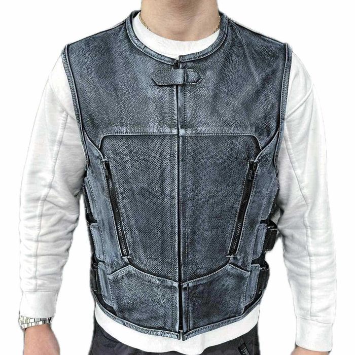 Кожен Мото ICON Елек Ретро Синьо Мотор Мото Чопър