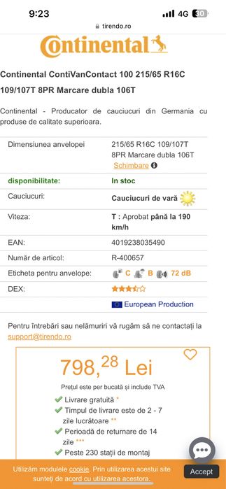 2 anvelope vara ca noi 215/65/16C Continental 8.4 mm!