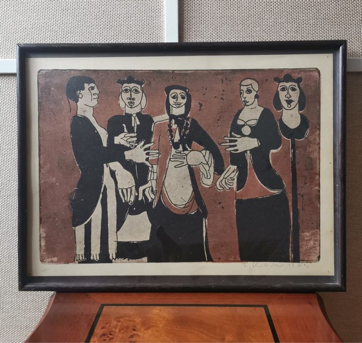 Антикварна картина Овчарка Йоханес Игуас Колер Johannes Iguaz Kohler