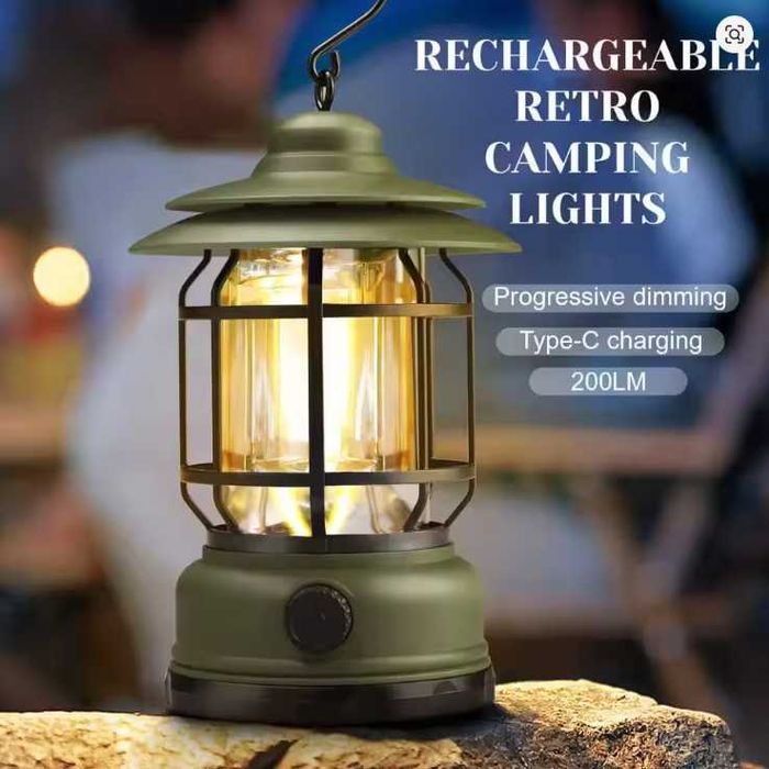Felinar iluminat camping Retro, acumulator reîncărcabil, camping NOUA