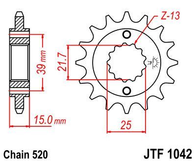 Pinion față JT Sprockets 15T oțel JTF1042.15 Kymco