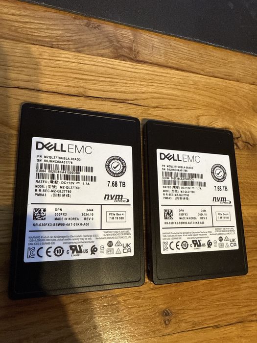 SSD Enterprise Dell EMC 7.68TB U.2 NVMe PCIe Gen4 2.5” Kioxia