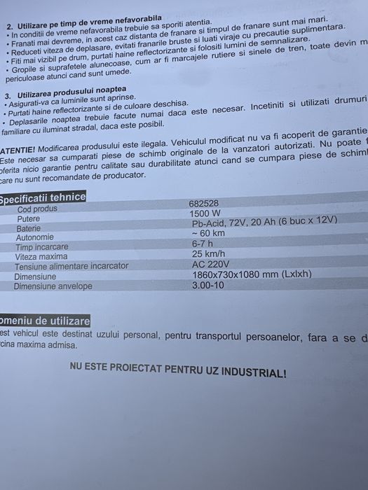 Scuter electric fara permis de conducere