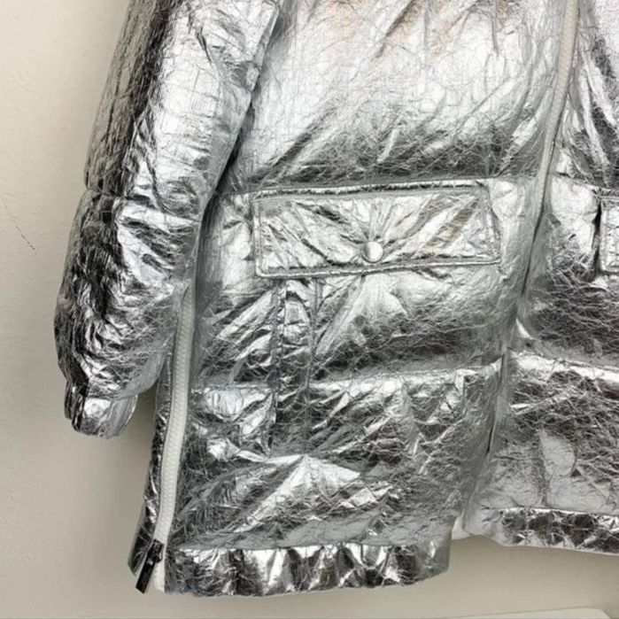 CALVIN KLEIN  Silver Quilted Hooded Oversized Puffer Jacket Coat XL
