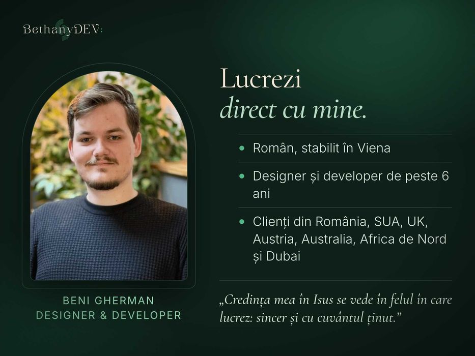 Creare website de prezentare & magazin online la standard internațional | Design original – BethanyDev
