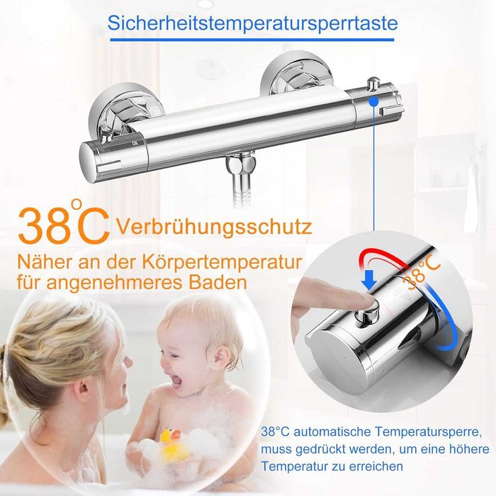 REDUS de la 380 RON, Baterie cu termostat baie sau dus, Safety 38gr, Culoare Crom (silver)