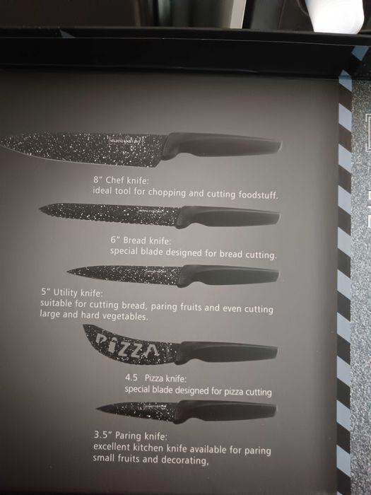 Комплект кухненски ножове Royalty Line – 5 части с мраморно покритие