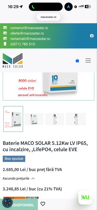 Baterie sistem fotovoltaic 5.12Kw